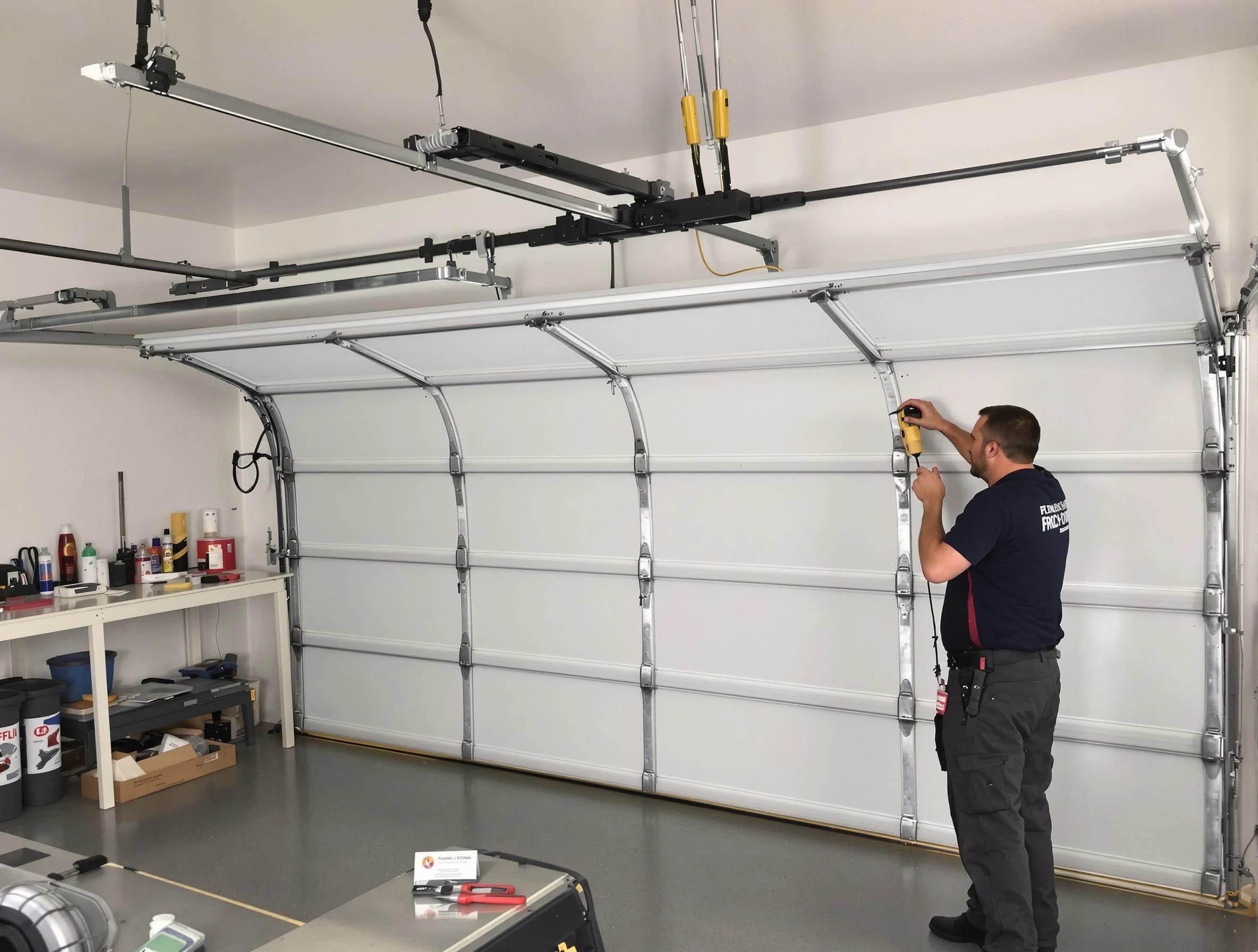 La Vergne Garage Door Repair certified technician performing overhead door system repair in La Vergne