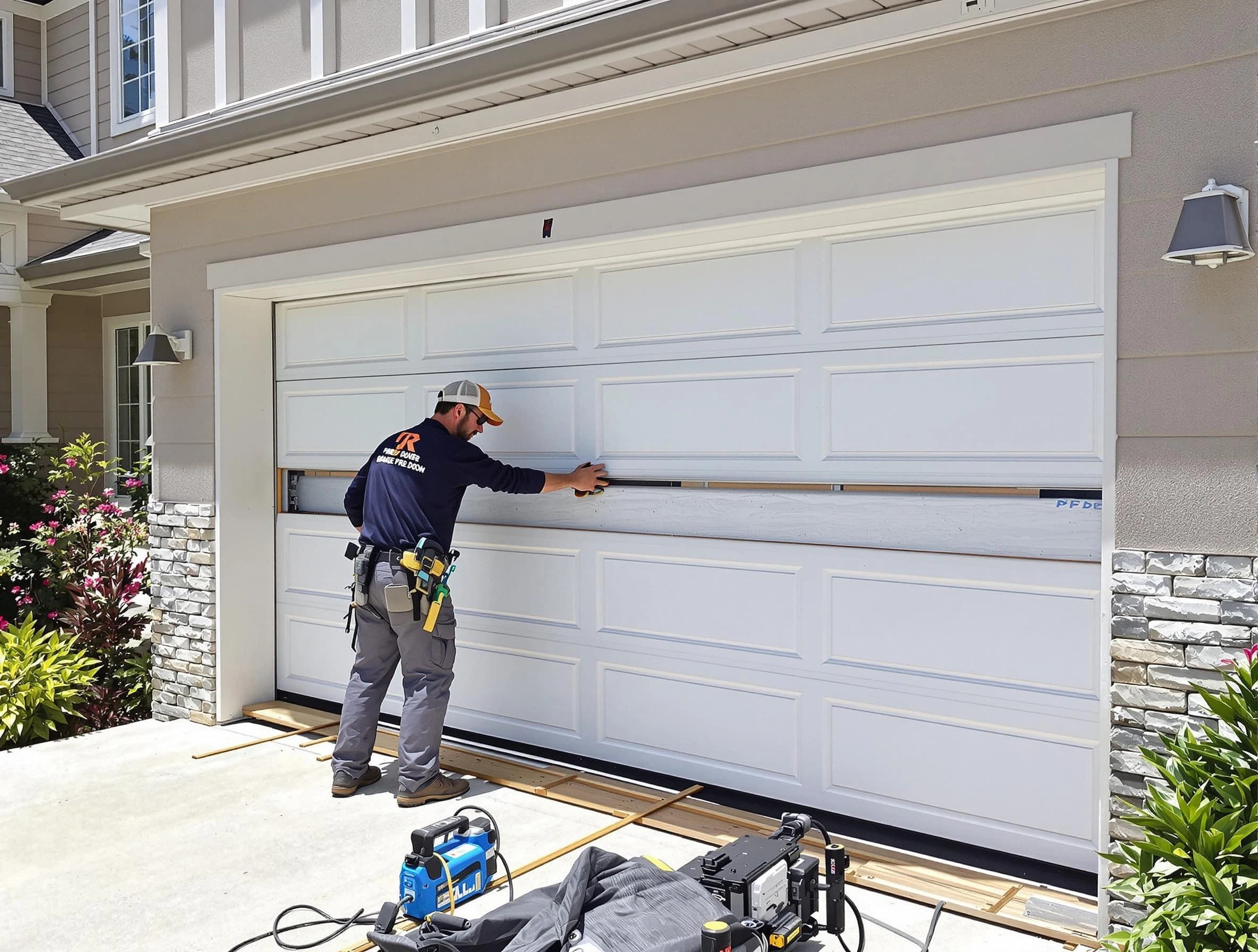 La Vergne Garage Door Repair team performing complete garage door replacement at La Vergne residence