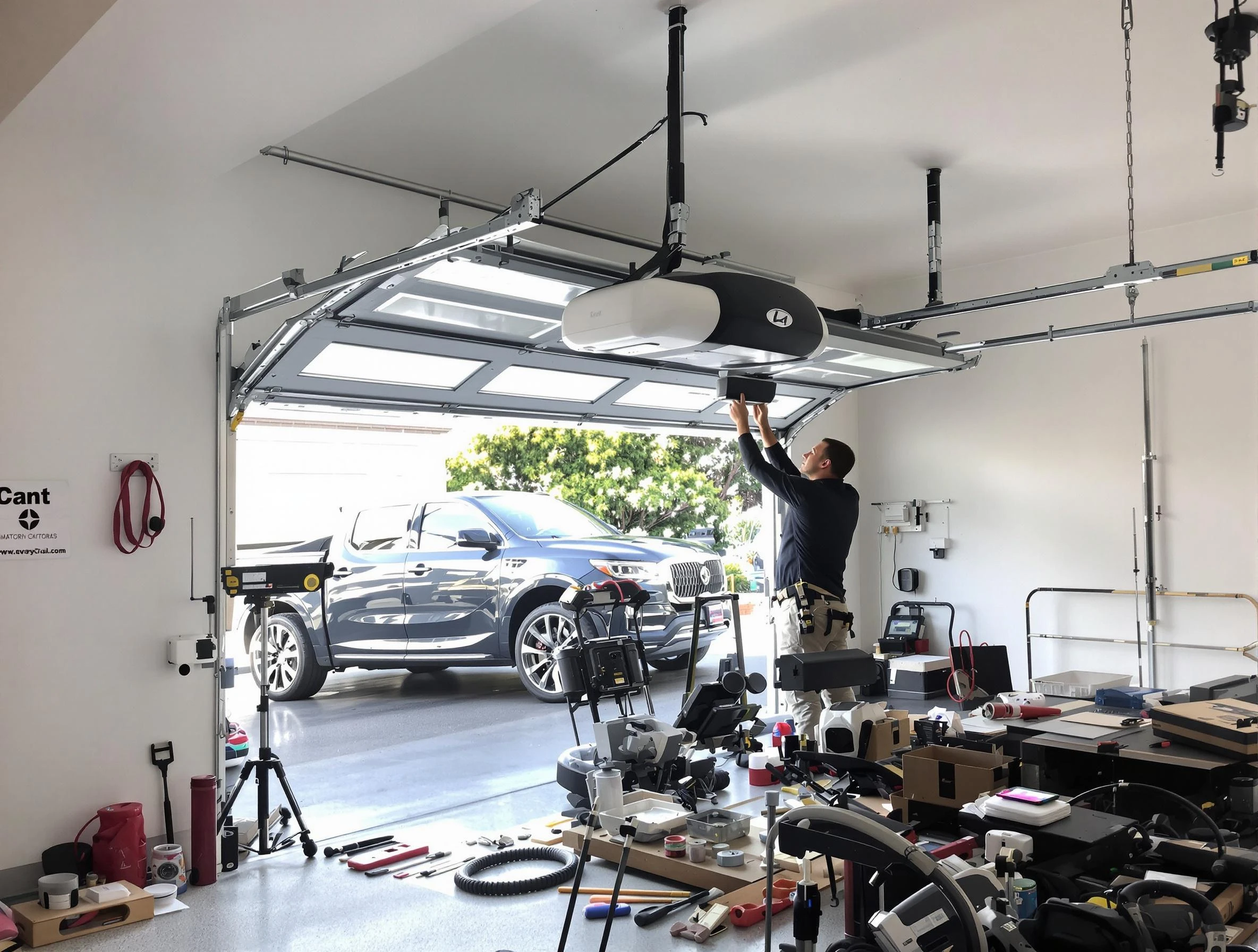 La Vergne Garage Door Repair specialist installing smart garage door opener system in La Vergne home