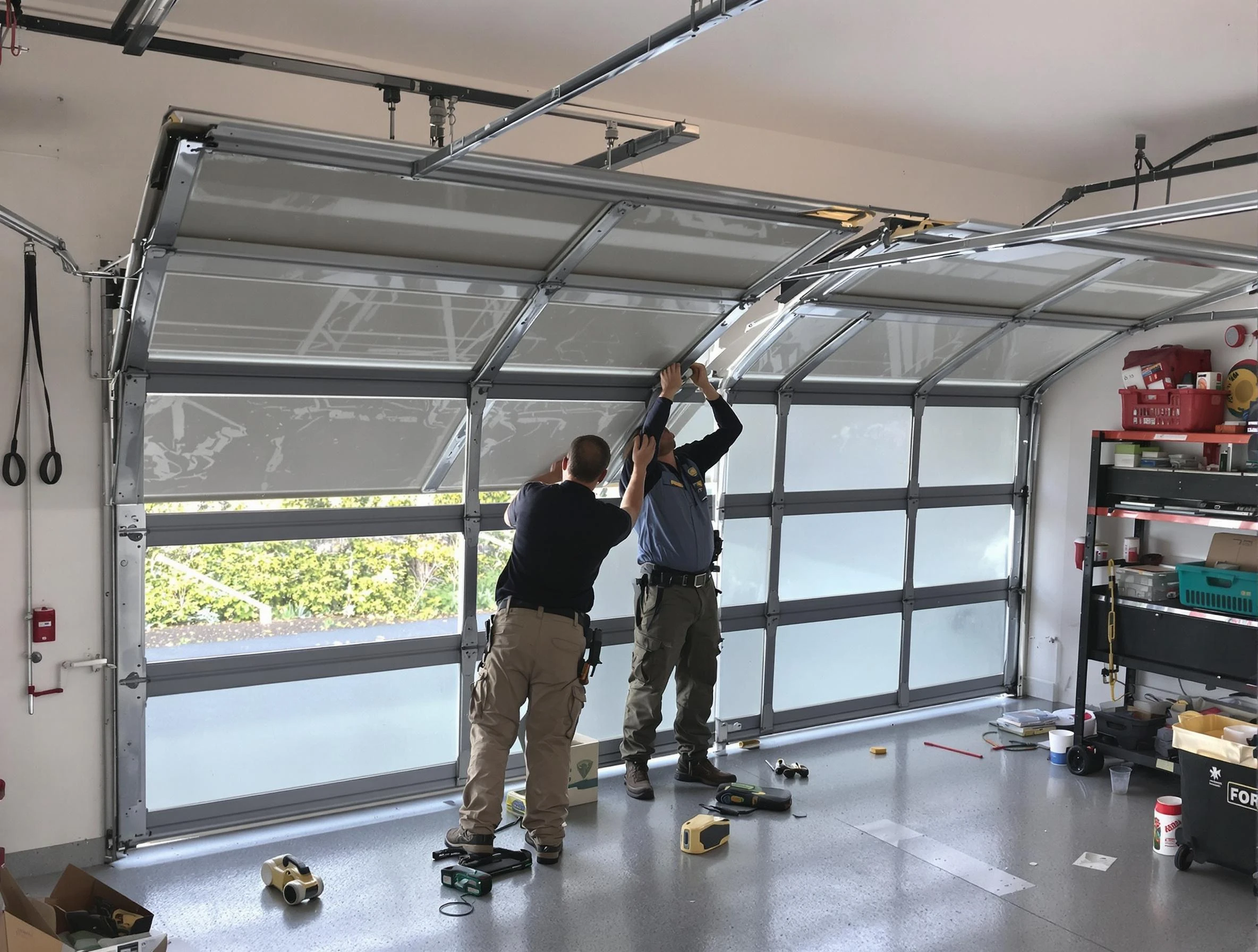 La Vergne Garage Door Repair expert performing precise panel replacement on La Vergne garage door