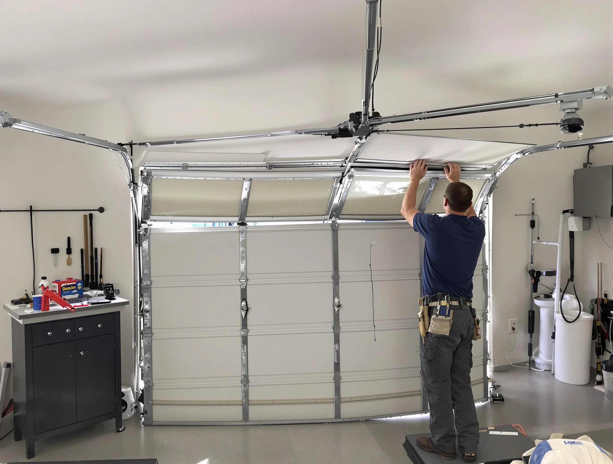 La Vergne Garage Door Repair specialist performing precise section replacement on La Vergne garage door